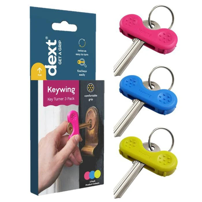 Performance Health Dext Keywing Key Turner 3-pack, ergonomic key accessories in packaging, designed for easy key handling.