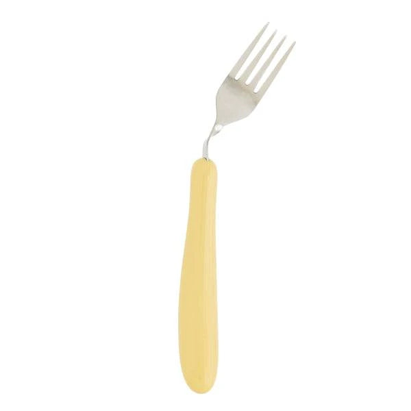 Left-handed ivory Homecraft Caring Angled Fork, a supportive cutlery accessory from Performance Health for easier eating.