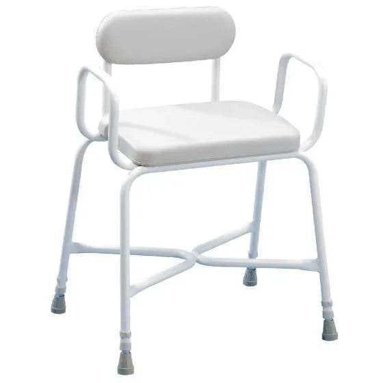 Homecraft Sherwood Plus Bariatric Perching and Shower Stool by Performance Health, shown in a bathroom setting.