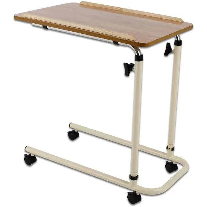 Homecraft tilting overbed table with castors, flat-packed for easy transport, suitable for beds and chairs by Performance Health.