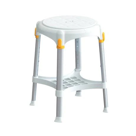 Performance Health King Rotating Round Stool with Tray, featuring a sleek white design and mobility-friendly structure.