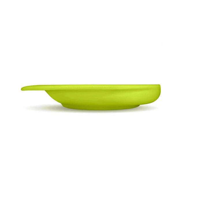 Dignity By Wade scoop plate in white, designed for easy food access, ideal for individuals with limited mobility.