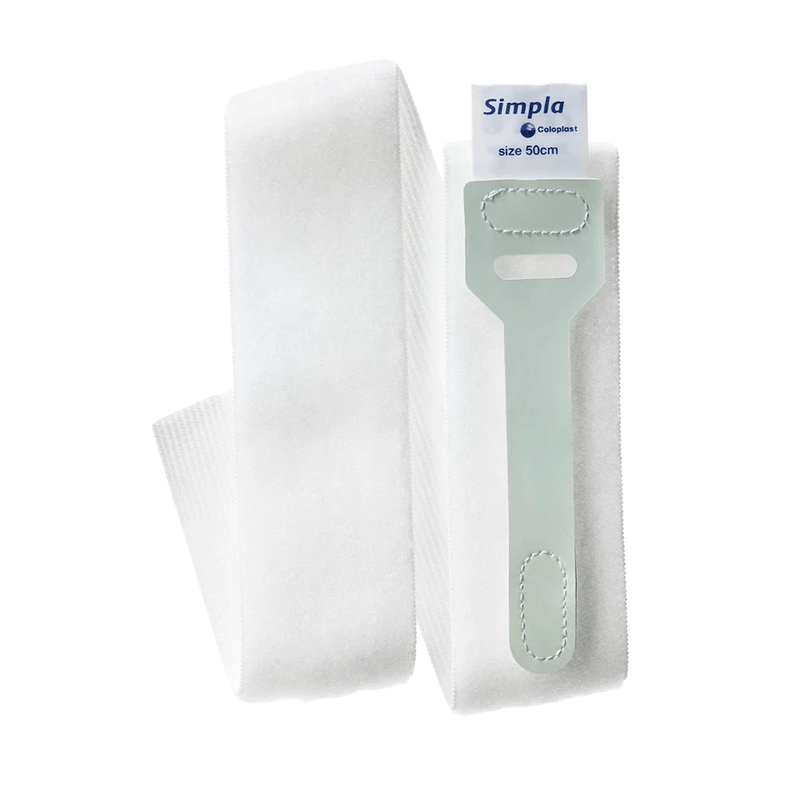 Simpla® catheter straps by Coloplast, flexible and adjustable retention straps for secure urinary catheter placement.