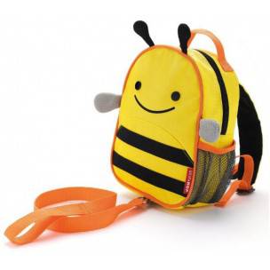 Skip Hop Bee Zoo Let Mini Backpack with Rein, a small Tubie Fun nutrition backpack featuring a cute bee design for kids.