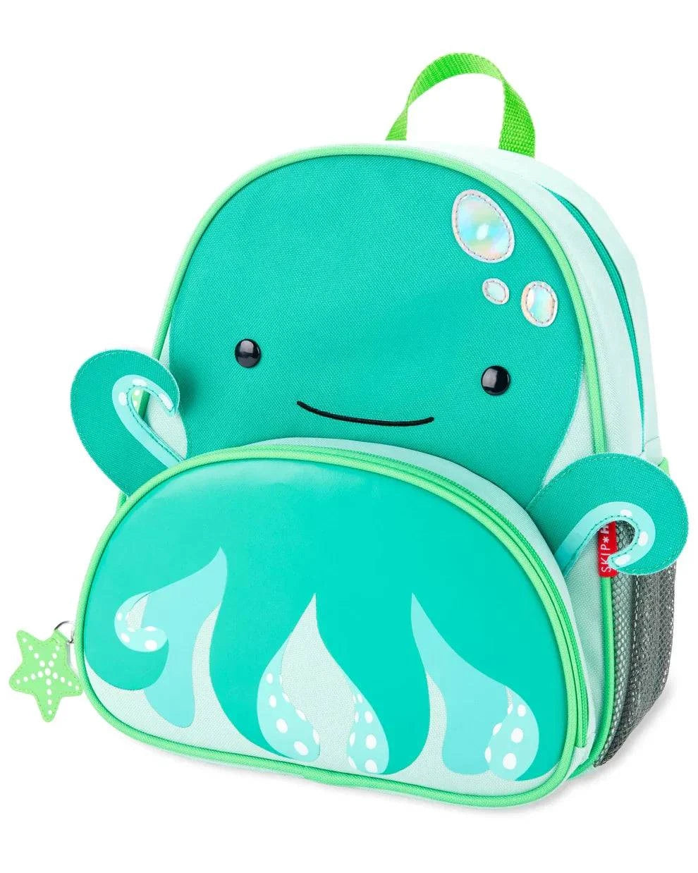 Kid's Tubie Fun Modified Backpack with octopus design, featuring nutrition-themed artwork and adjustable straps.