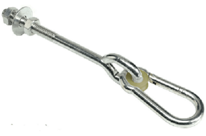 Silver snap hooks, 140mm and 12mm sizes, designed for play equipment by Special Needs Play Equipment.