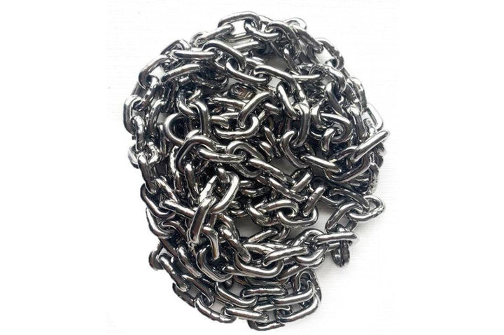 Stainless steel 6mm short link chain for play equipment by Special Needs Play Equipment, showcasing durable metal links.