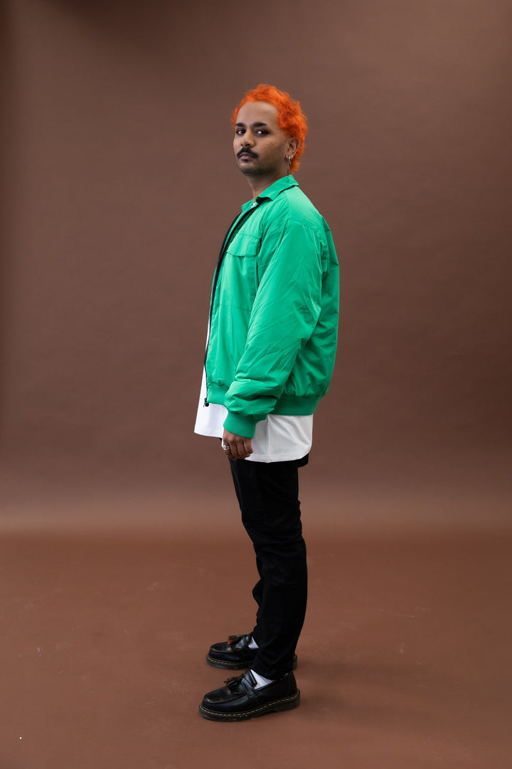 JAM the Label magnetic zip bomber jacket in a stylish design, featuring a modern cut and zip closure.