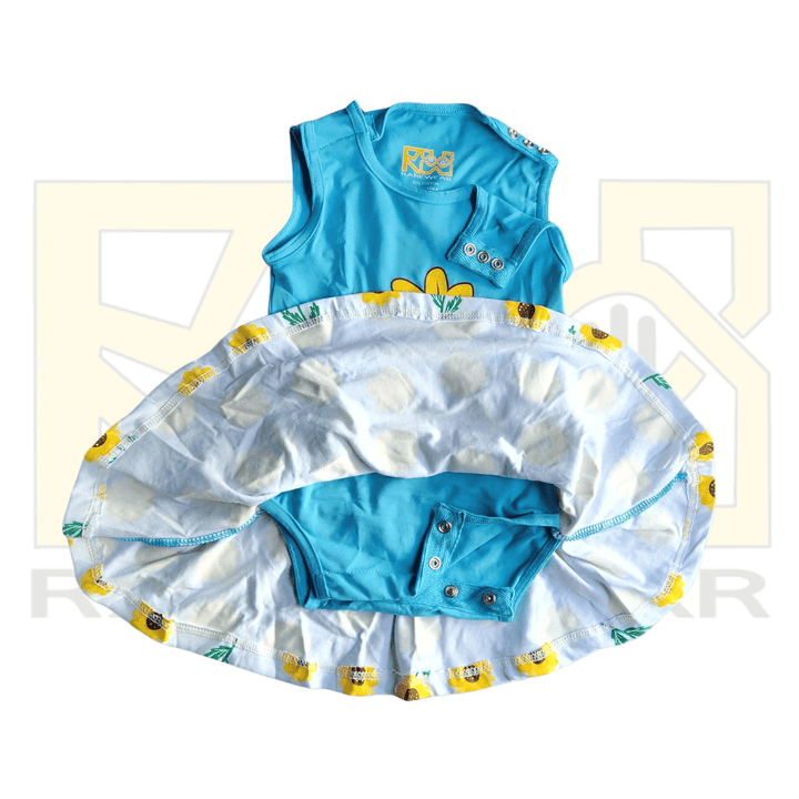 RareWear OneEase adaptive dress for kids featuring a sunflower pattern, comfortable clothing designed for easy wear and accessibility.