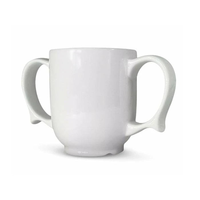 White Dignity by Wade two-handled 250ml mug, ceramic accessory with ergonomic handles for comfortable drinking.
