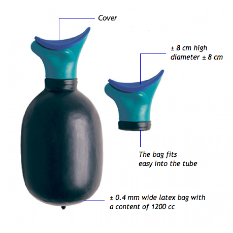 Portable UriBag female urinal from Quintro Healthcare, discreet continence aid with a compact, user-friendly design for discreet use.
