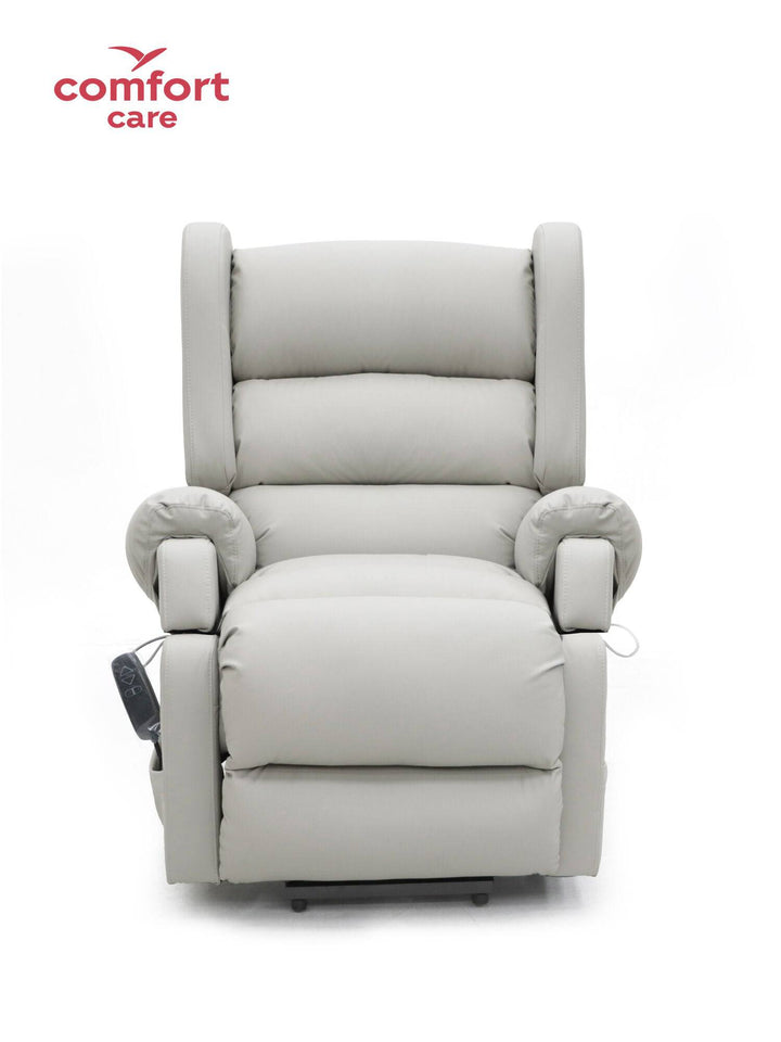 Pinnacle Comfort Care Viva 2 Motor Power Lift Recliner in a cozy living room setting, featuring plush upholstery and supportive design.
