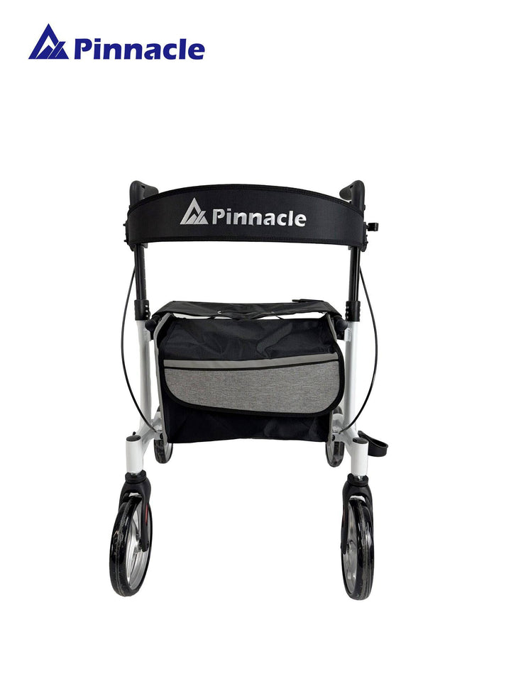 Pinnacle SteadyStep Rollator in a sleek design, showcasing sturdy frame and comfortable hand grips for mobility support.