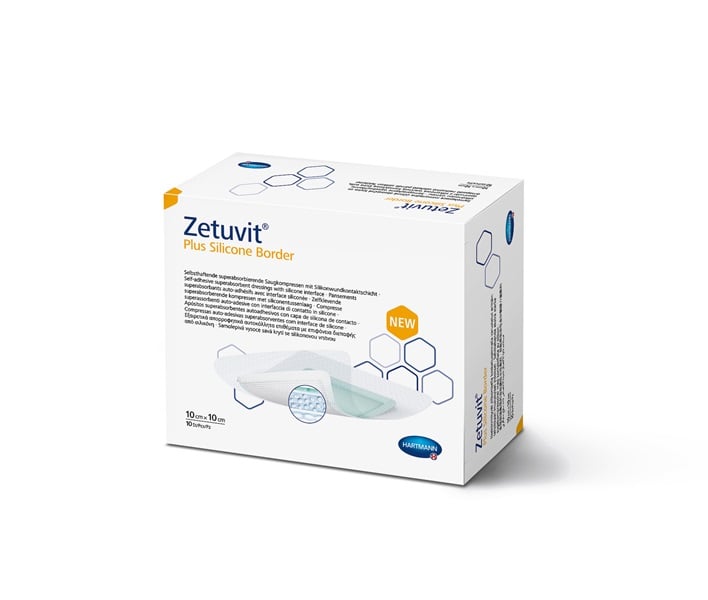 MoliCare Zetuvit Plus Silicone Border wound care dressing with soft silicone border and absorbent pad for optimal protection.