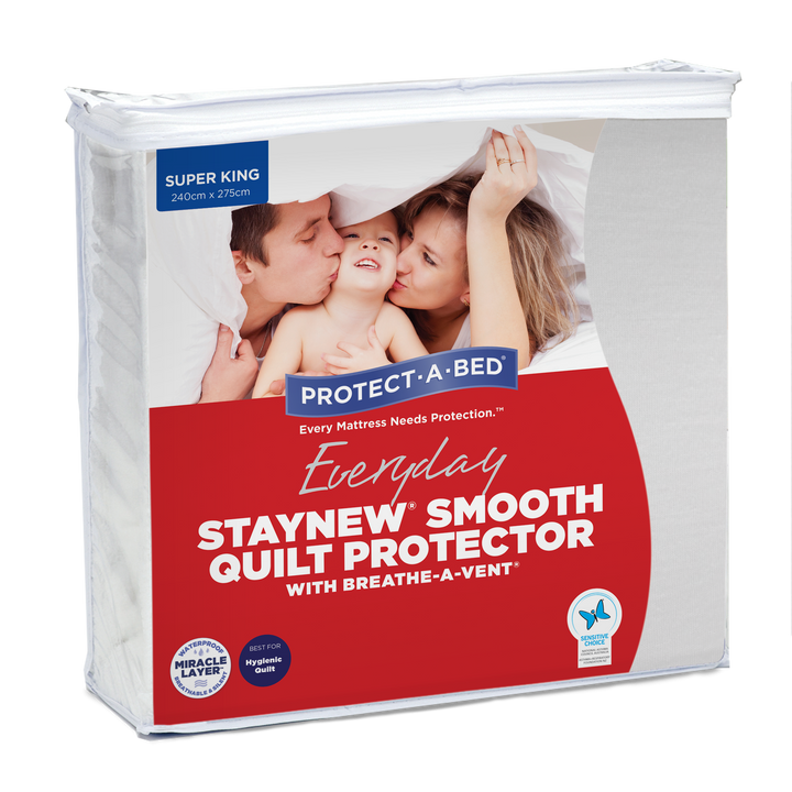 Protect-A-Bed® Satin Smooth waterproof quilt protector for Manchester, showcasing its soft fabric and fitted design.