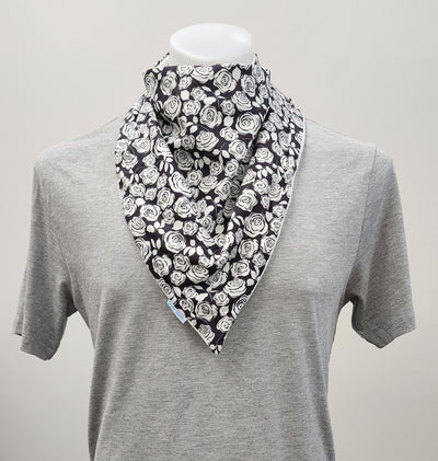 waterproof bandana bib black white flower adult