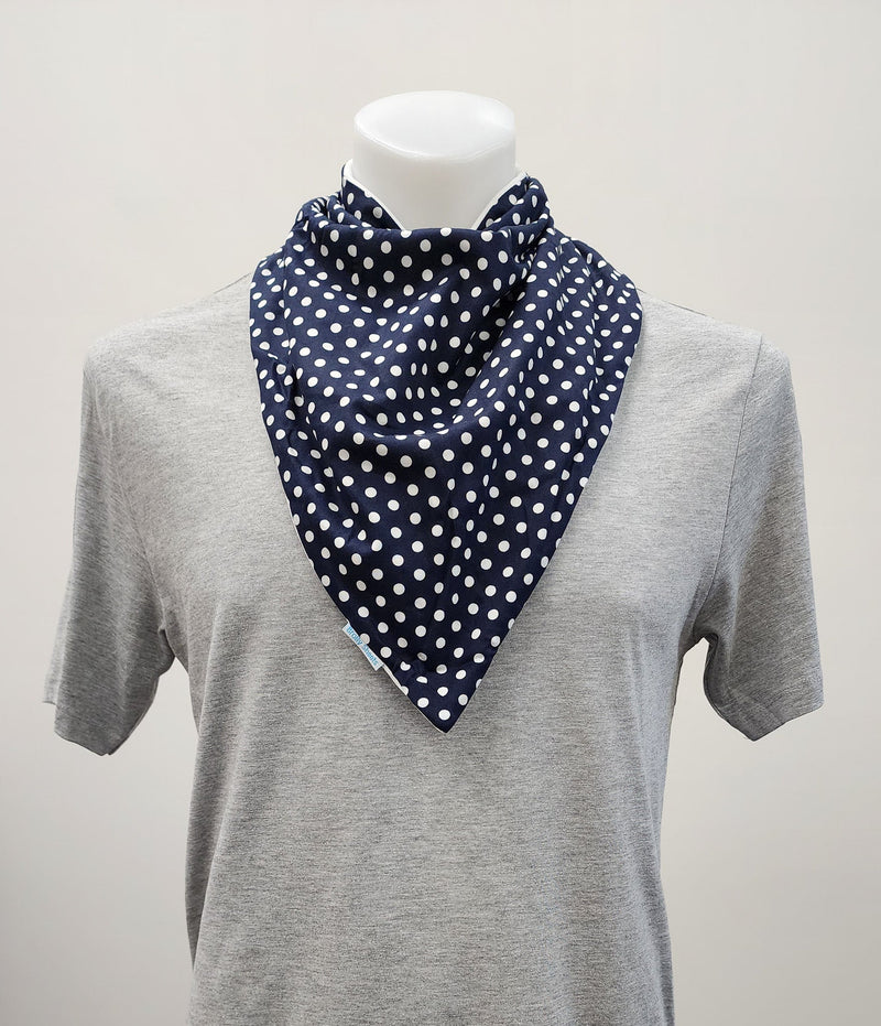 waterproof bandana bib dark blue dots teen