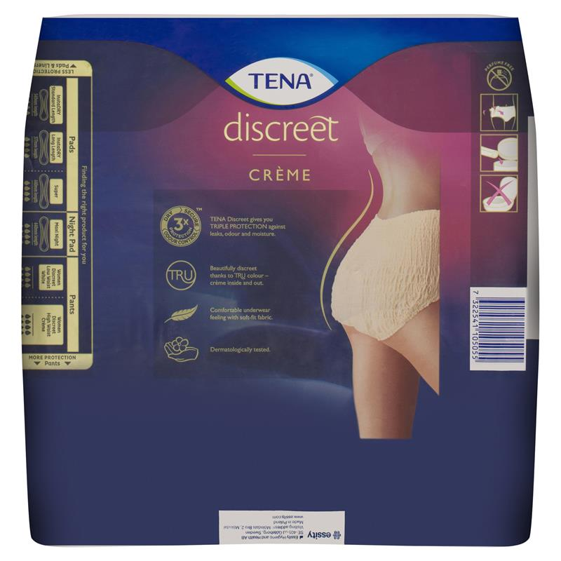 Sigma TENA Discreet High Waist Underwear in super crème, designed for continence, shown in a close-up image.