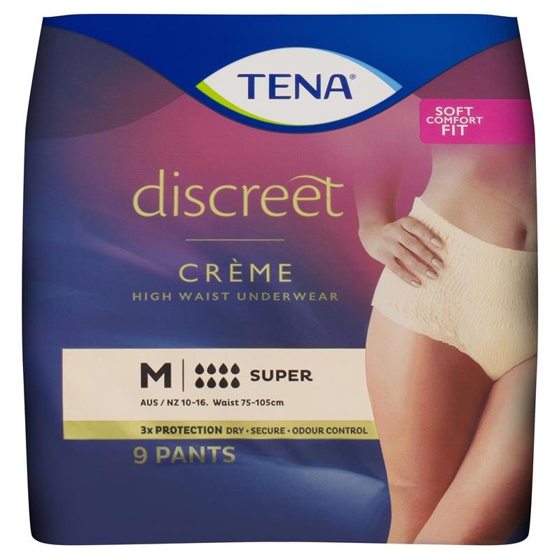 TENA Discreet High Waist Underwear Super Crème in soft fabric, designed for comfort and discretion in continence care.