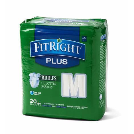 Medline FitRight Plus adult briefs in medium, featuring a soft, cloth-like texture for comfort and discreet wear.