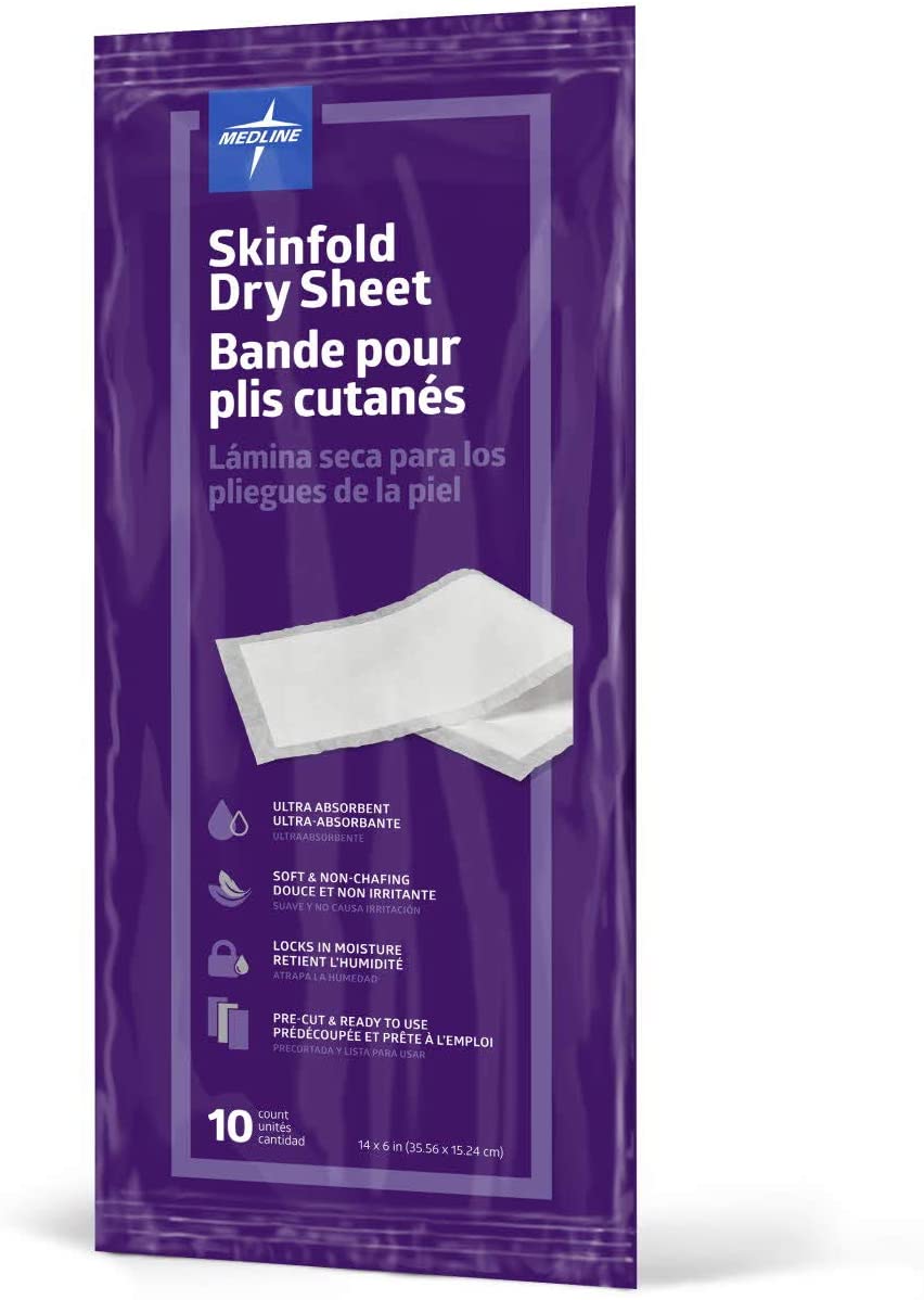 Medline® Skinfold Dry Sheet for continence care, showcasing soft, absorbent material and gentle design for comfort.