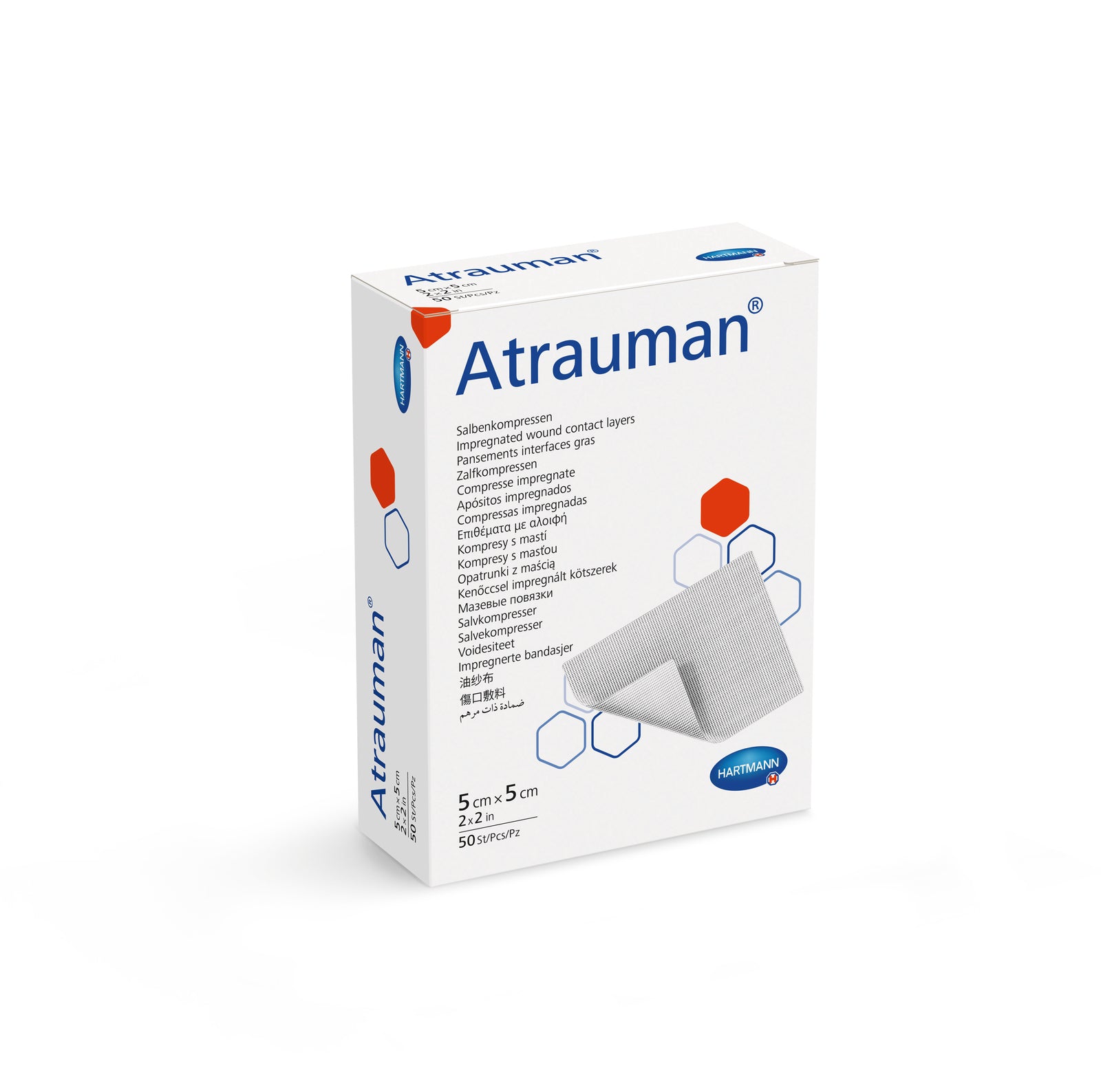 MoliCare Atrauman 5x5 inch wound care dressing in packaging, showcasing its sterile and breathable design.