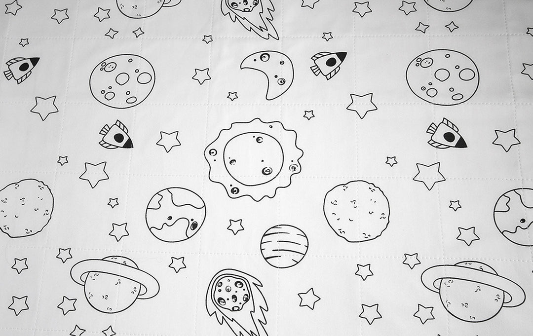Manchester Brolly Bed Pad without wings by Brolly Sheets, featuring galaxy space design for bed protection and comfort.