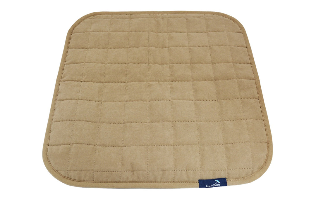 Brolly Sheets double-sided waterproof chair pad in beige, featuring a soft texture and durable design for comfortable seating.