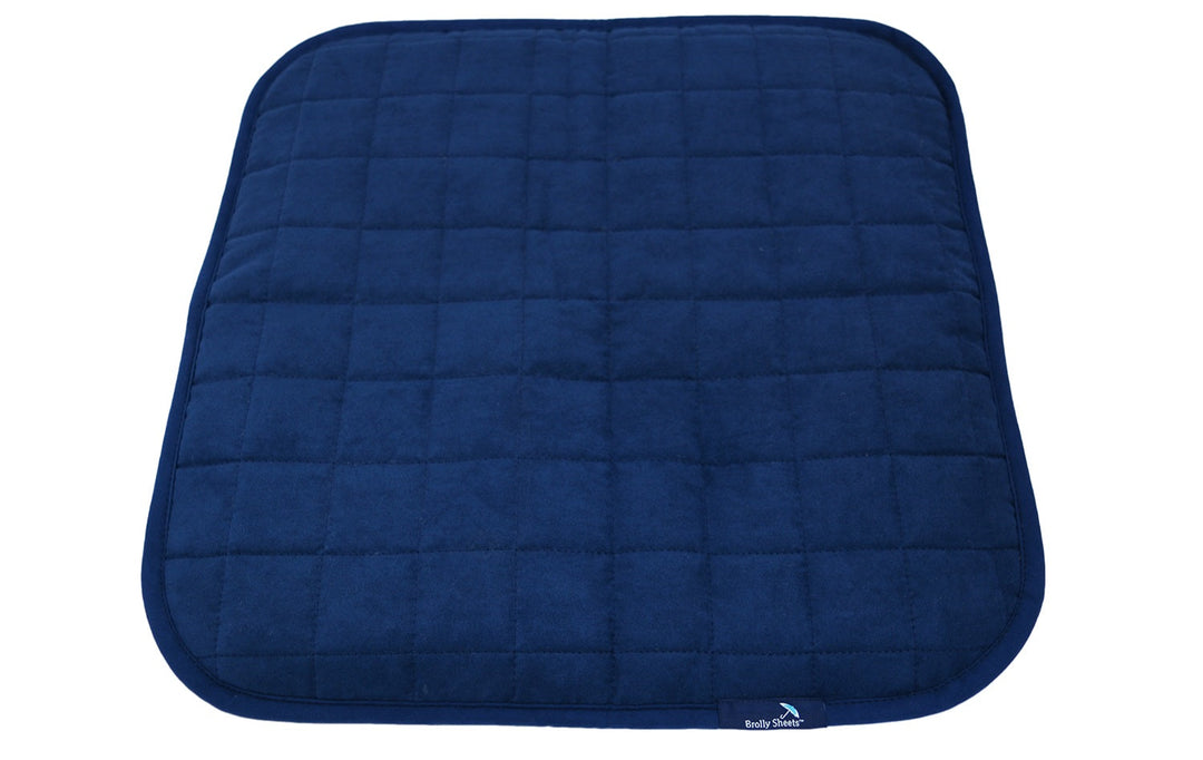 Double-sided waterproof Brolly Chair Pad in navy, ideal for added comfort and protection on chairs.