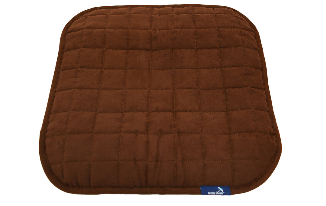 Brolly Sheets double-sided waterproof chair pad in brown, designed for comfort and protection in any seating area.