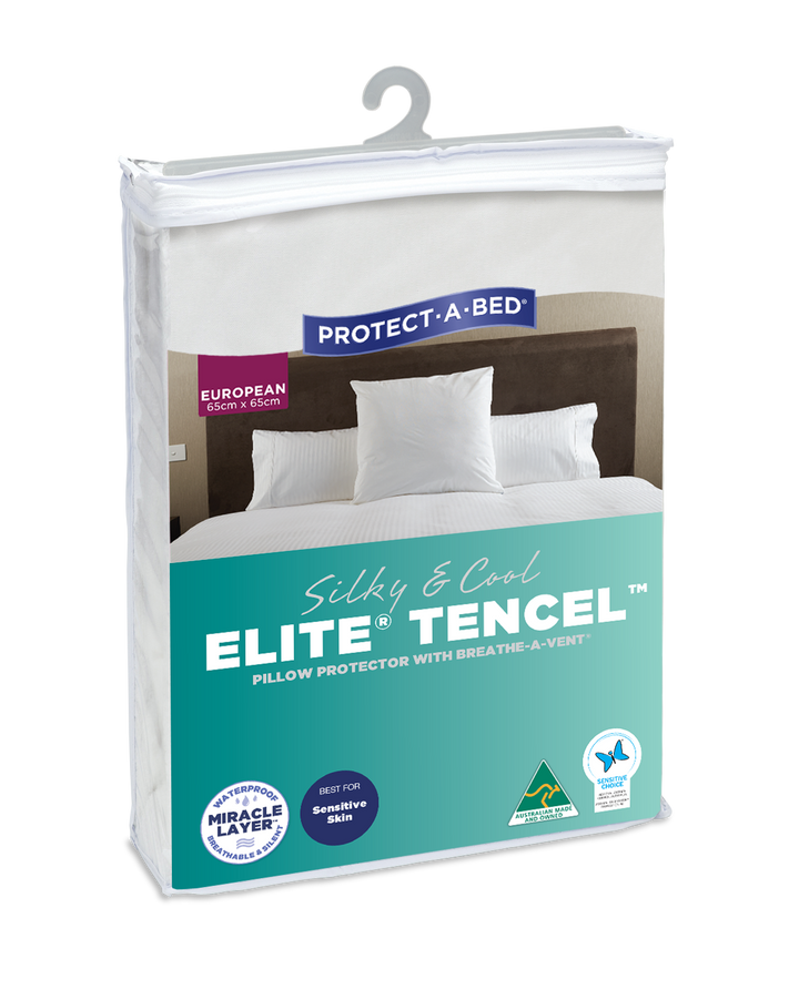 Protect-A-Bed European pillow protector in Manchester fabric, made with EliteTencel for comfort and protection.