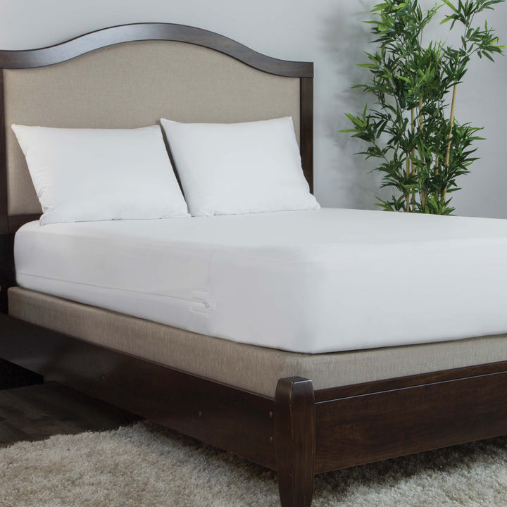 Protect-A-Bed Allerzip Manchester mattress protector, fully encased with breathable fabric and waterproof barrier, interior view.