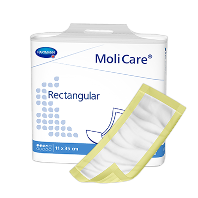 MoliCare Rectangular Pad 3.5 Drops in a soft, absorbent design for continence care and comfort.
