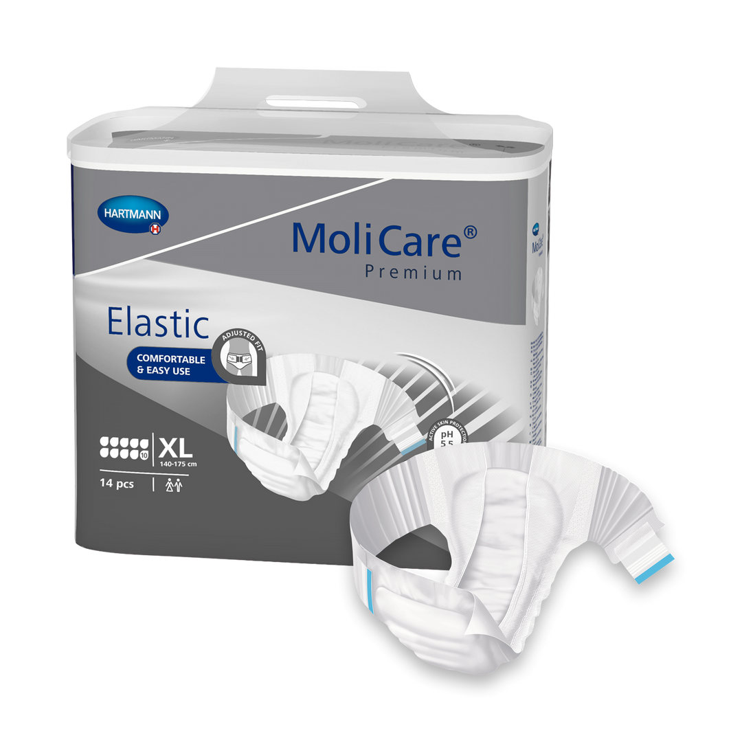 MoliCare Premium Elastic 10 Drops continence product in XL size with adjustable elastic design for secure fit.