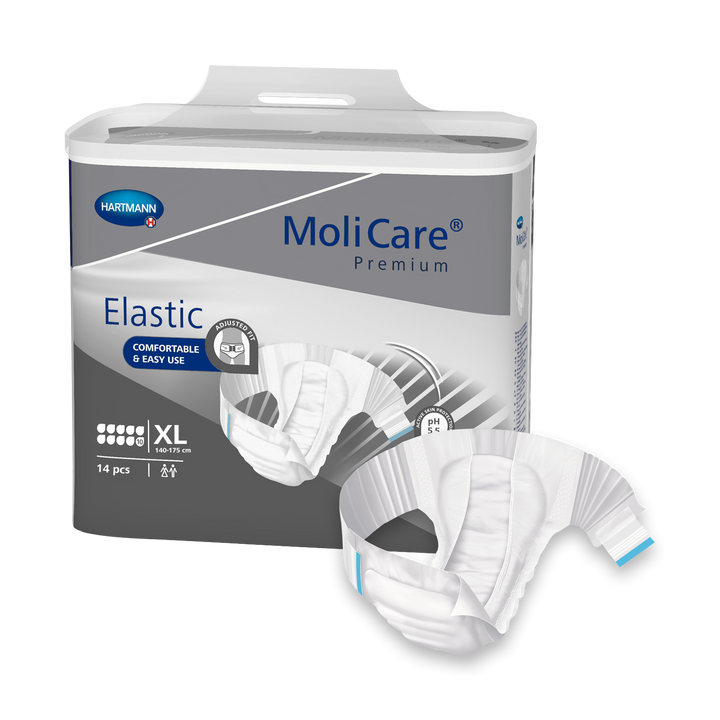 MoliCare Premium Elastic 10 Drops continence product in XL size with adjustable elastic design for secure fit.