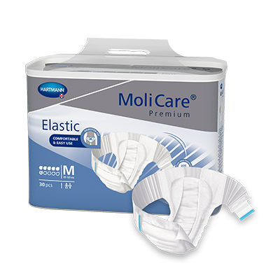 MoliCare Premium Elastic 6 Drops in size M, featuring elastic design for comfortable continence support.