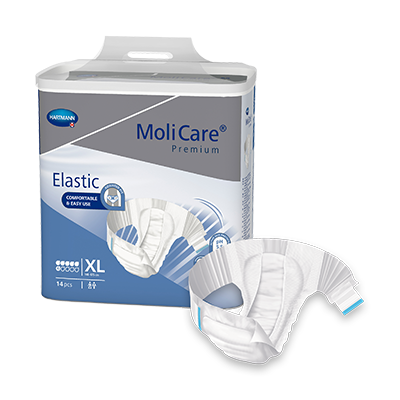 MoliCare Premium Elastic 6 Drops in XL size, featuring soft, breathable material for enhanced comfort and secure fit.