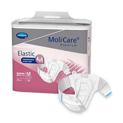 MoliCare Premium Elastic 7 Drops continence product in size Medium, displaying the soft, flexible design for comfort.