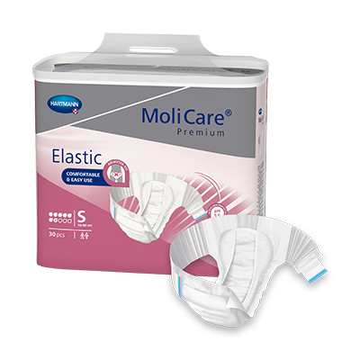 MoliCare Premium Elastic 7 Drops size S, featuring a flexible design for continence protection and comfort.