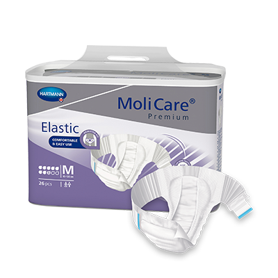 MoliCare Premium Elastic 8 Drops, size M, featuring a breathable, comfortable design for continence care.
