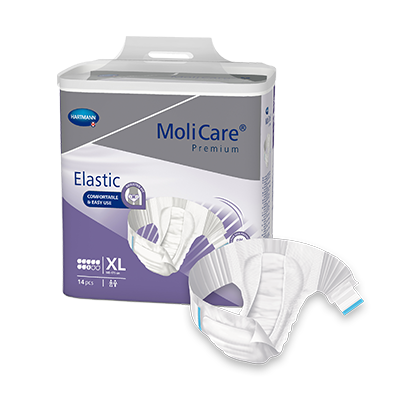 MoliCare Premium Elastic 8 Drops in size XL, featuring soft, breathable fabric for comfort and effective continence protection.