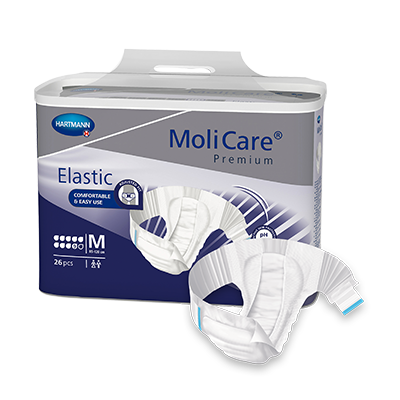 MoliCare Premium Elastic 9 Drops in size medium, featuring an elastic design for comfort in continence care.