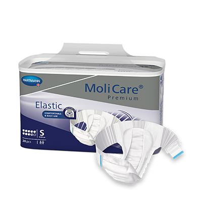 MoliCare Premium Elastic 9 Drops in size small, featuring an elastic design for secure and comfortable continence care.