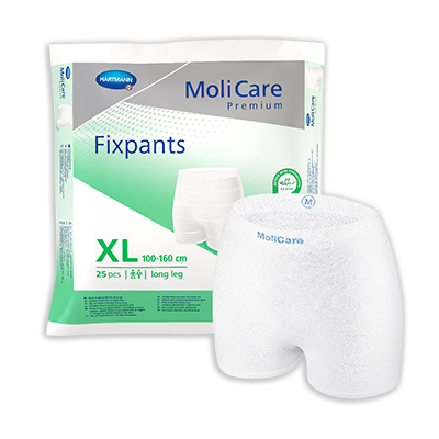 MoliCare Premium FixPants Long in XL size, designed to securely hold a continence pad for optimal comfort and fit.