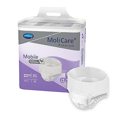 MoliCare Premium Mobile 8 Drops in XLarge size, designed for continence care and discreet protection.