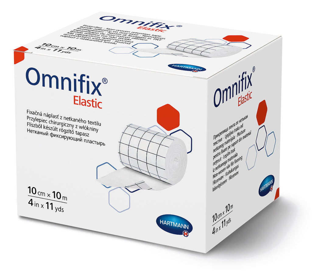MoliCare Omnifix Elastic Adhesive Dressing roll, 10cm x 10m, flexible and breathable wound care solution.