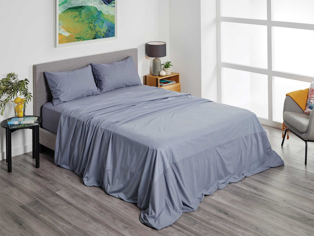 Charcoal Protect-A-Bed® Fusion waterproof sheet set by SleepCorp®, showcasing soft fabric and fitted design.