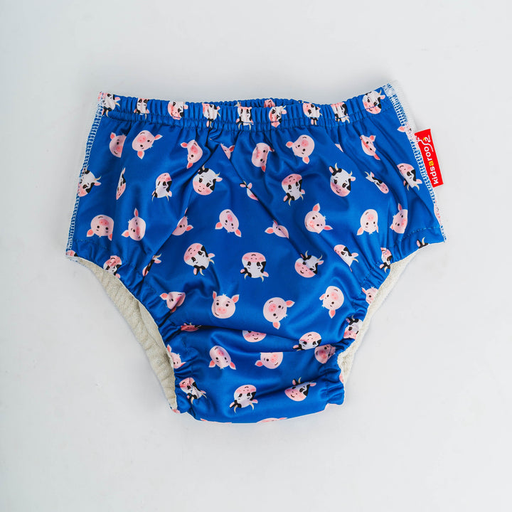 Kidsaroo No Worries Undies featuring a playful pig and cow design, perfect for children's continence needs.