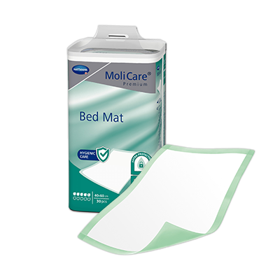 MoliCare Premium Bed Mat 5 Drops, 40x60cm continence bed pad with absorbent layers for overnight protection