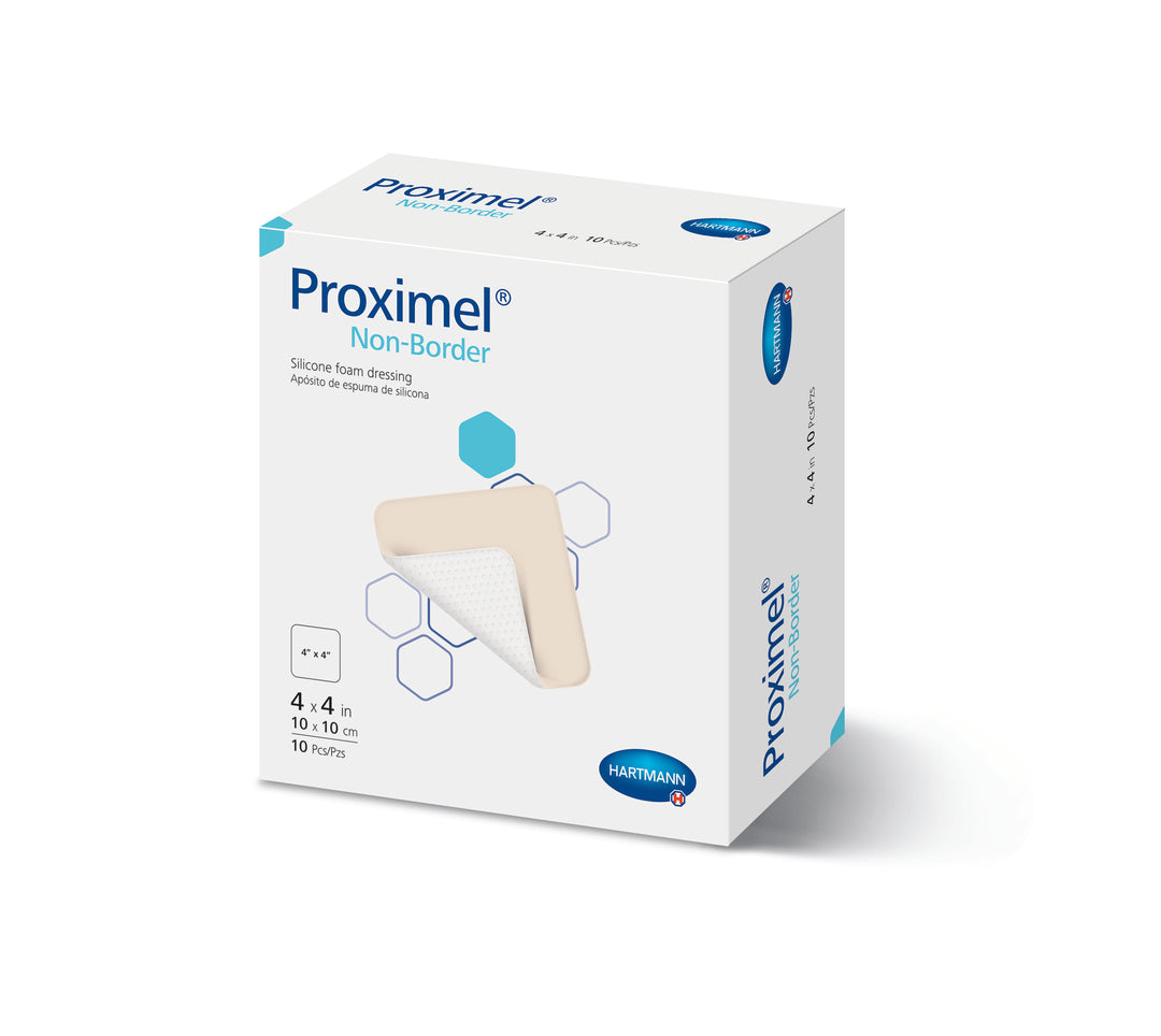 MoliCare Proximel Non-Border 10x10cm wound care dressing on a white background.